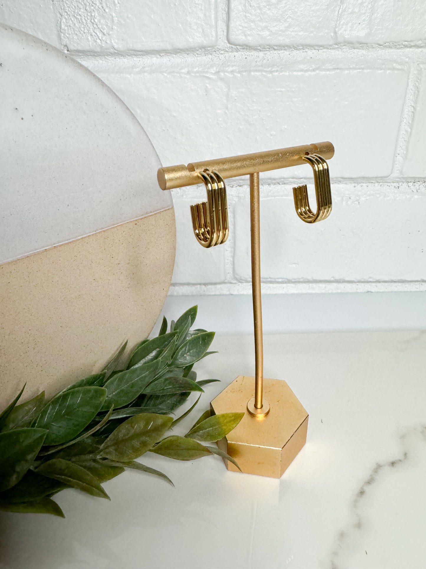 Gold Triple Band Hoop Stud