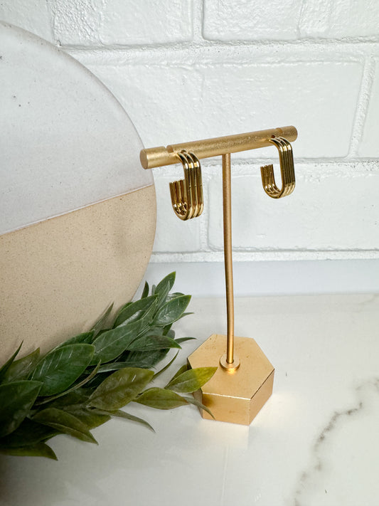 Gold Triple Band Hoop Stud