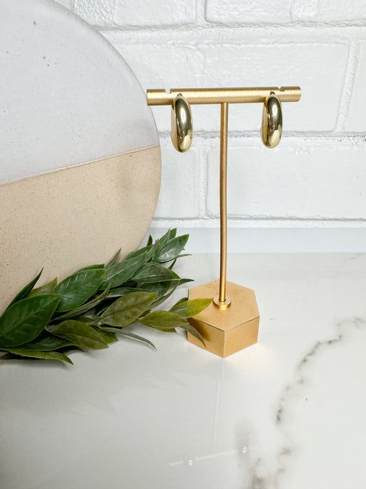 Gold Oval J-Shaped Open Hoop Dome Stud