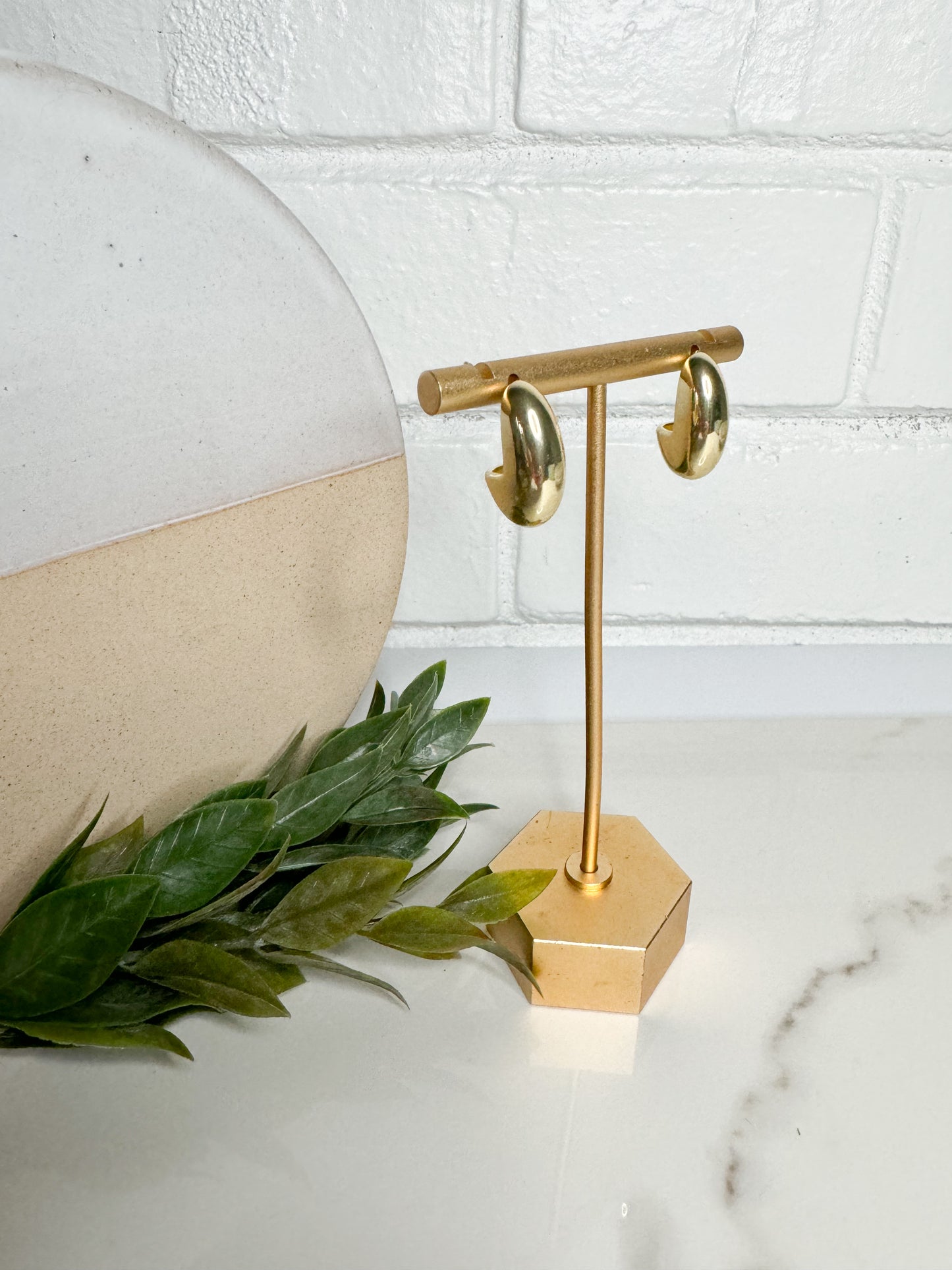 Gold Oval J-Shaped Open Hoop Dome Stud