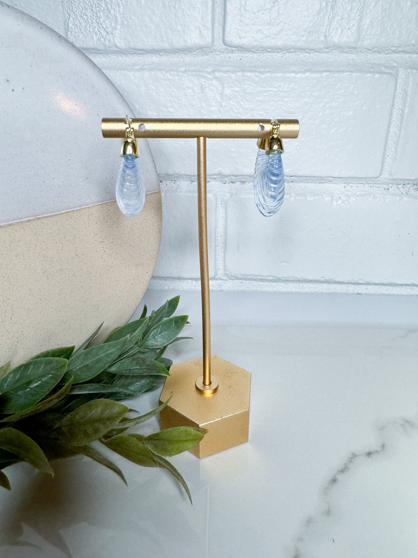 Gold Translucent Textured Hoops