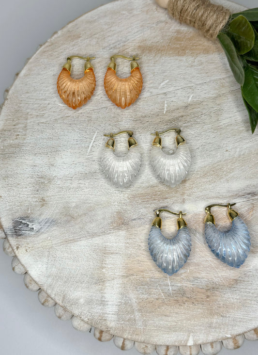 Gold Translucent Textured Hoops